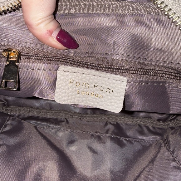 Pom Pom London City Plus Leather Crossbody Bag Purse Charm Stone Light Tan NWOT - Picture 9 of 16